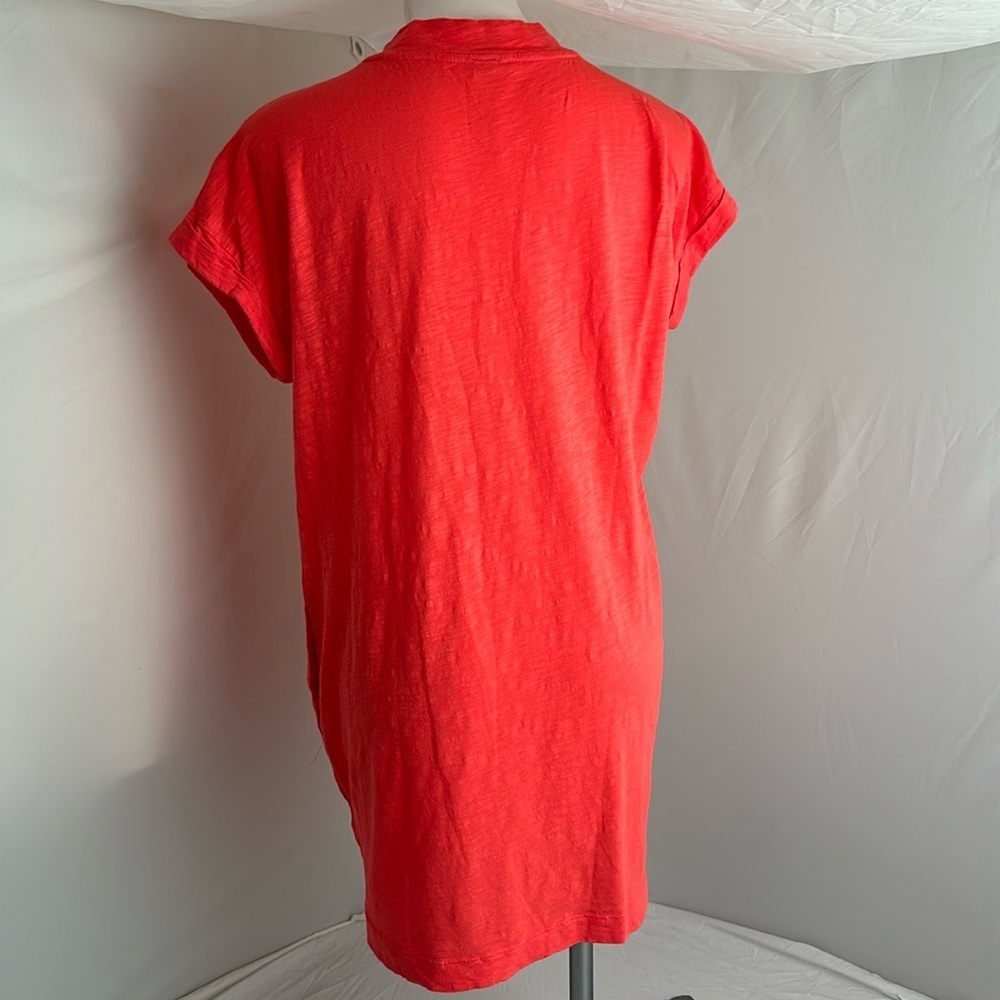 Bobi coral wide band v-neck slubbed casual short sleeve t-shirt dress - Picture 4 of 12